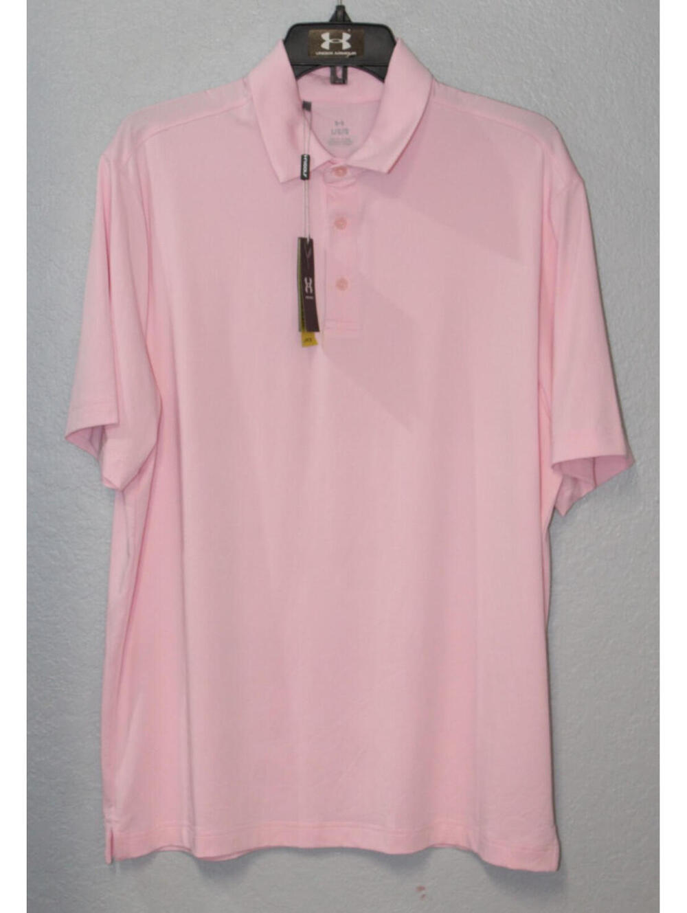 NEW Men's Under Armour T2 Green Golf Polo / Pink / Size LARGE / Playoff / NWT